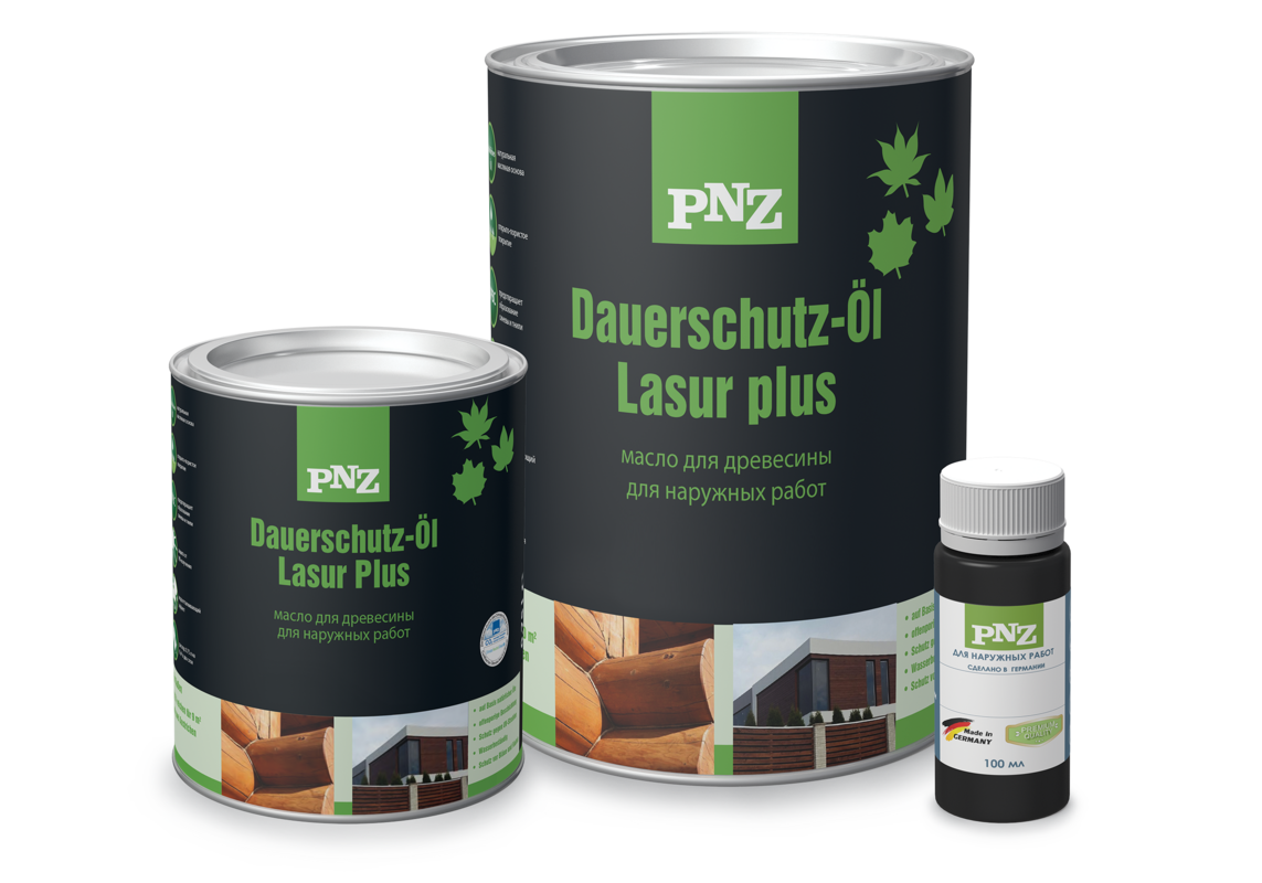 PNZ Dauerschutz-Öl Lasur plus, иллюстрация линейки покрытия